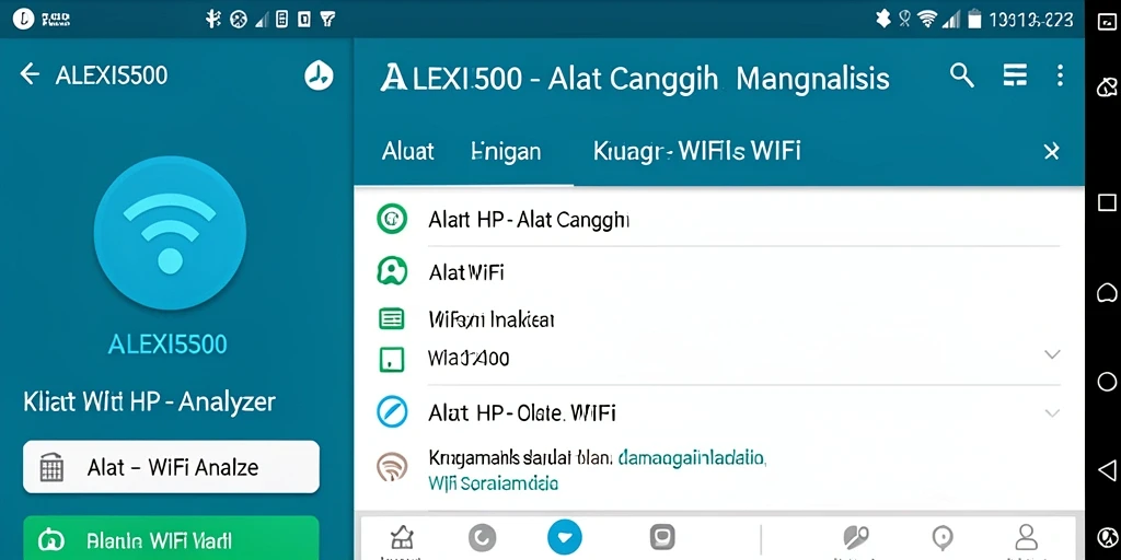 Tampilan antarmuka ALEXIS500 dengan analisis WiFi lengkap.