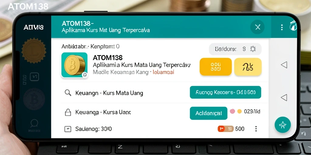 Tampilan antarmuka utama ATOM138 dengan fitur Kurs Mata Uang terkini.