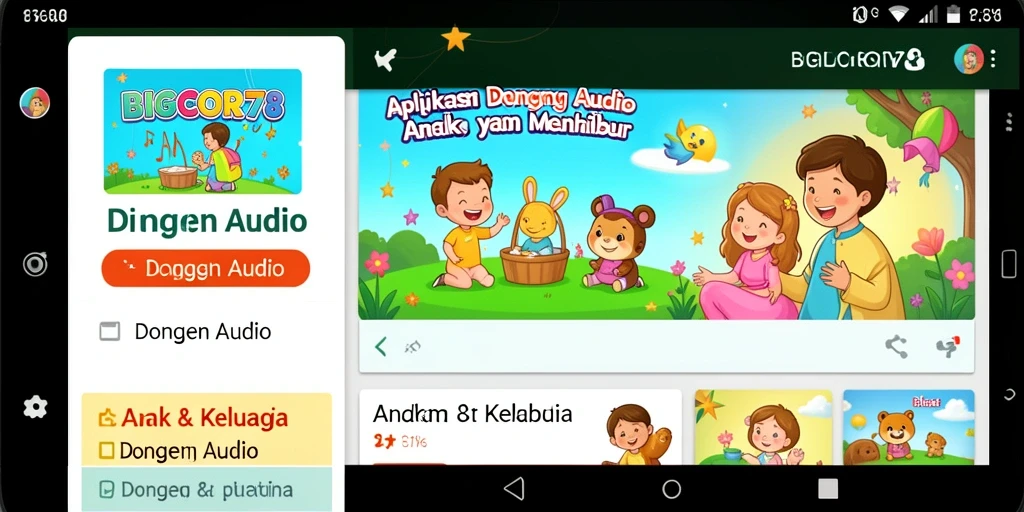 Tampilan antarmuka aplikasi BIGCOR78 yang menarik untuk anak-anak.