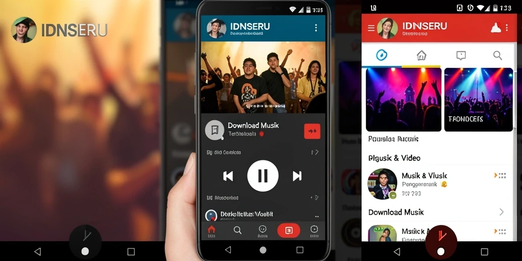 Tampilan antarmuka aplikasi IDNSERU dengan fungsi Download Musik yang intuitif.