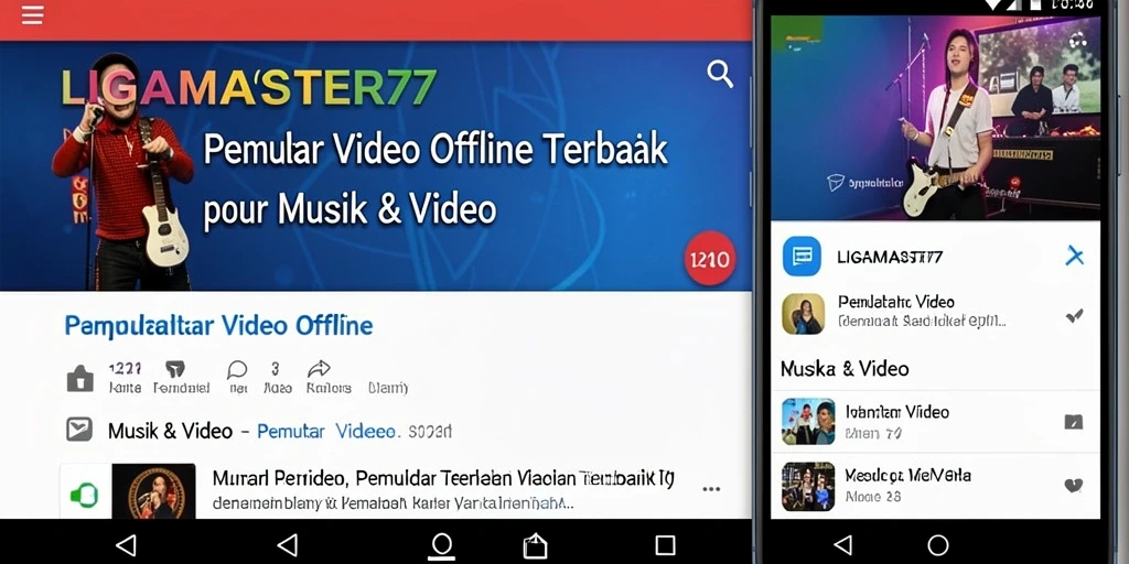 Tampilan antarmuka LIGAMASTER77 saat memutar video offline.