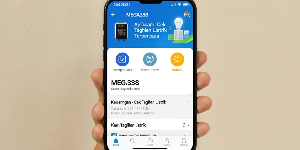 Tampilan antarmuka aplikasi MEGA338 untuk cek tagihan listrik.