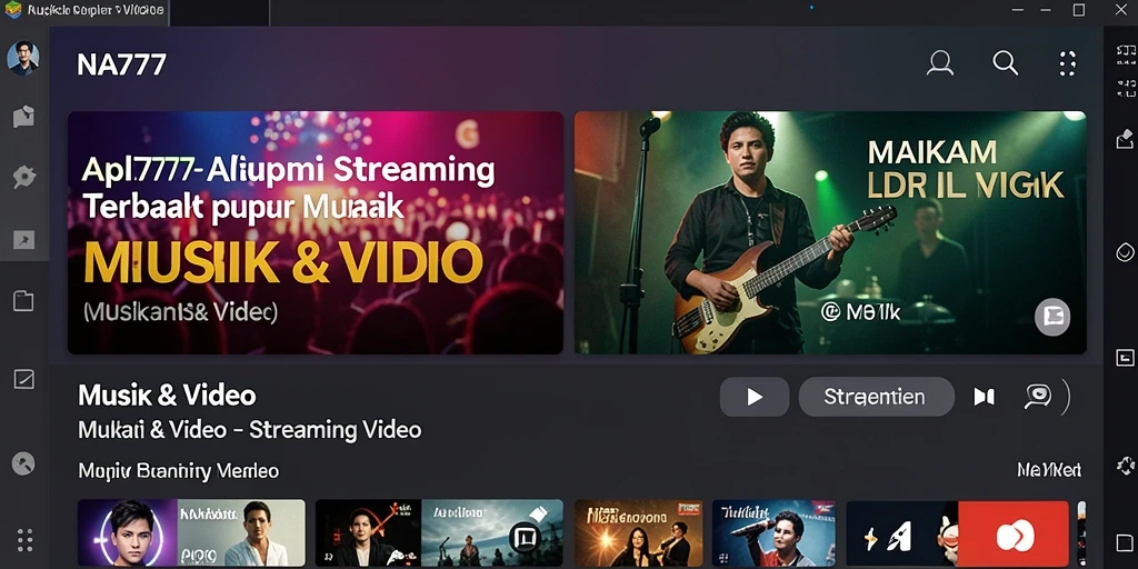 Antarmuka NA777 yang menarik untuk streaming video.