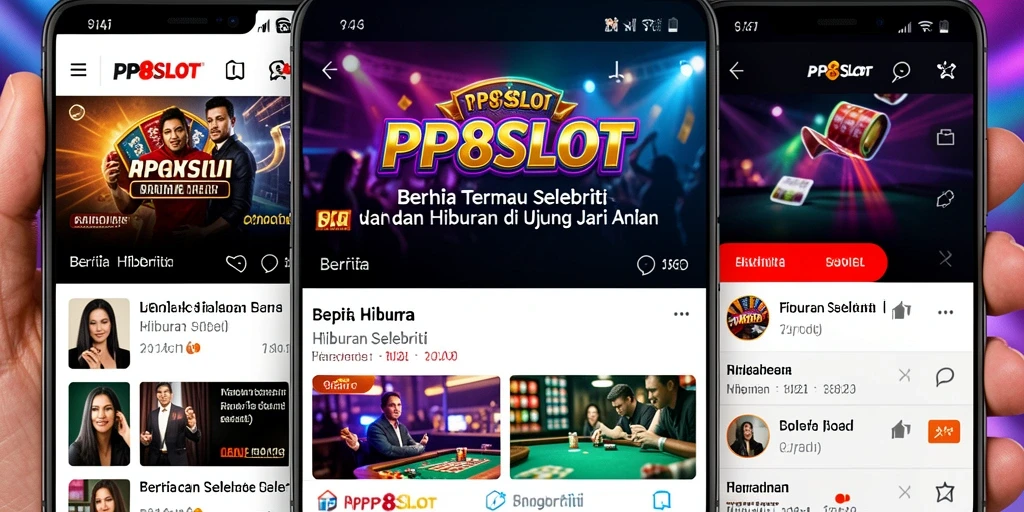 Antarmuka aplikasi PP8SLOT menampilkan berita selebriti secara menarik dan mudah diakses.