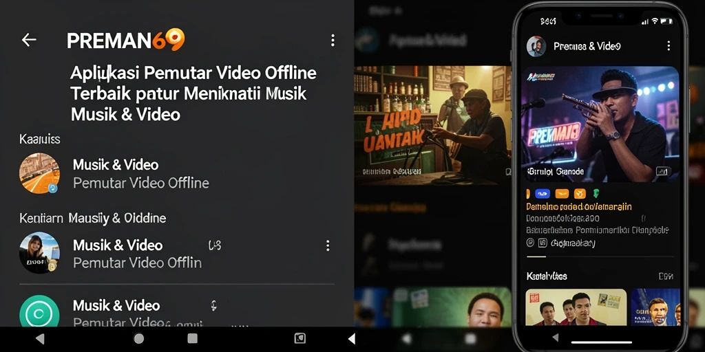 Tampilan antarmuka aplikasi Pemutar Video Offline PREMAN69 yang sederhana dan menarik.