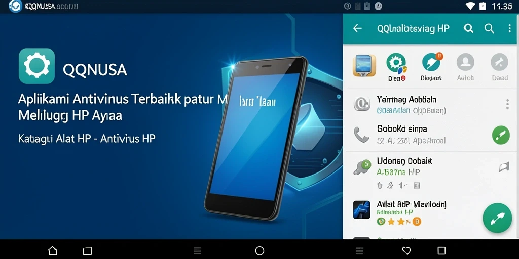 Antarmuka utama QQNUSA menampilkan dashboard dengan status keamanan HP.