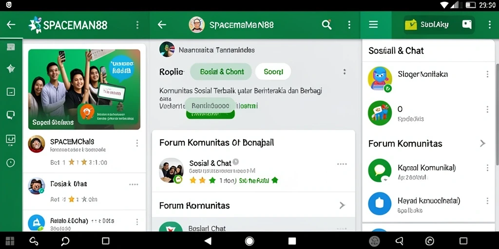 Antarmuka aplikasi SPACEMAN88 yang menampilkan berbagai forum diskusi.